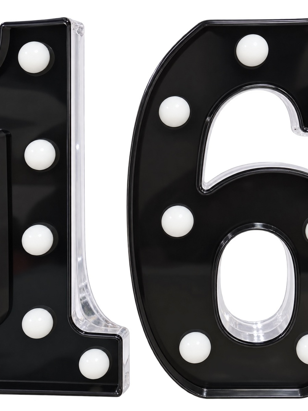 Black LED Marquee Number 16 Party Sign
